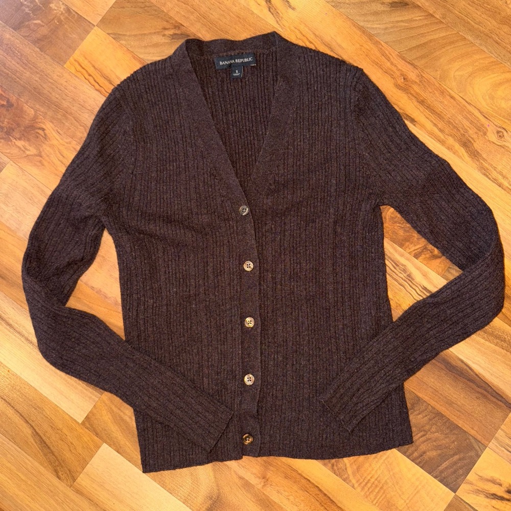 Banana Republic Women Ribbed‎ Knit V Neck Button Front Cardigan Sweater Size S
